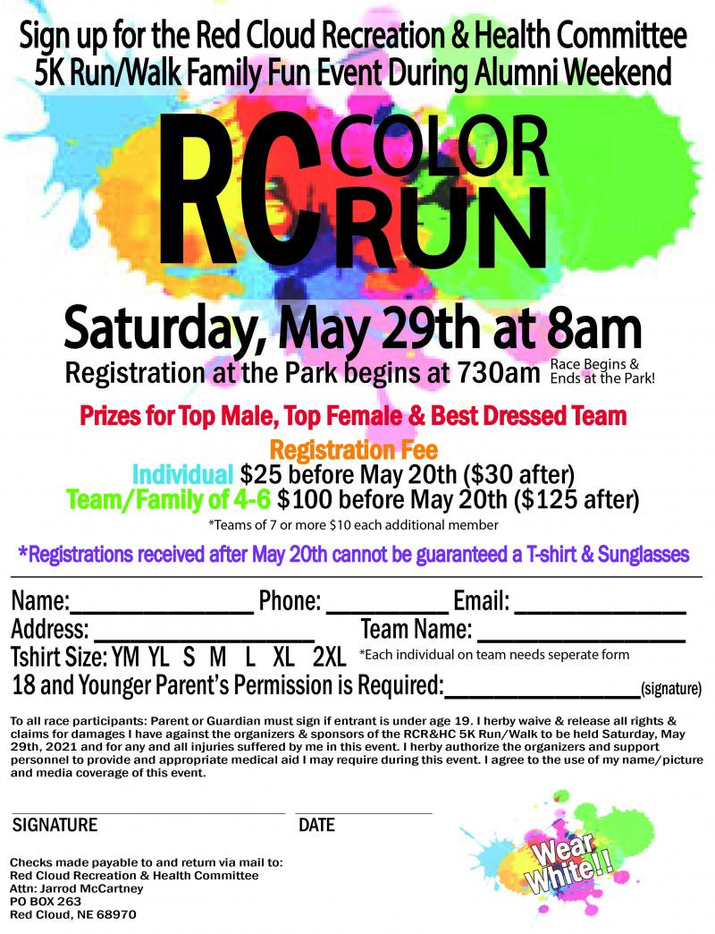 RC Color Run 5K Red Cloud, Nebraska Great Stories Grow Here